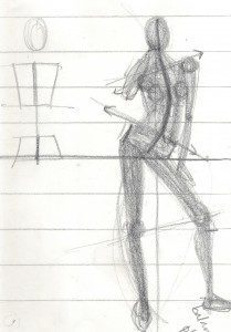 Laura Volpintesta fashion model drawing demonstration