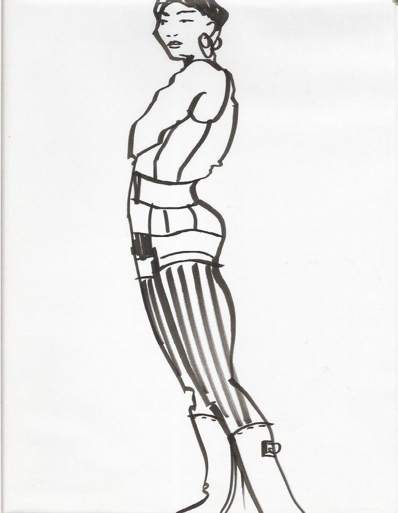 live model drawing with brush pen online fashion model drawing online course with laura Volpintesta