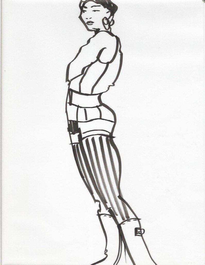 sketching the profile fashion figure Laura Volpintesta