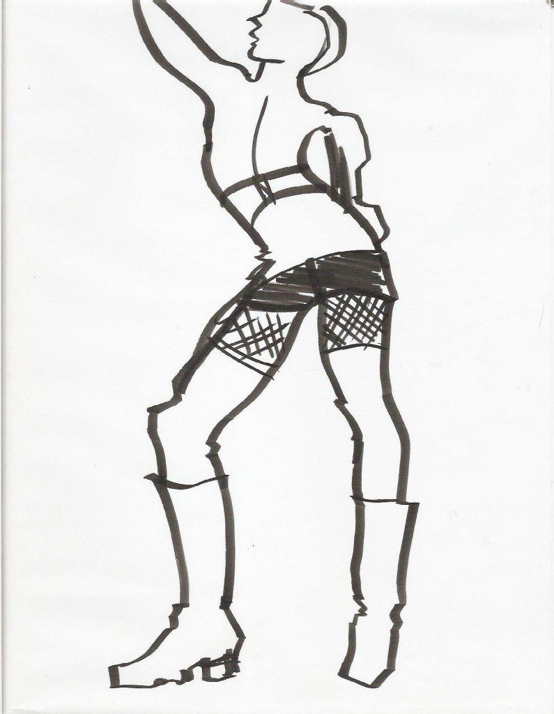  fashion model drawing online course and sessions with Laura Volpintesta brushpen5