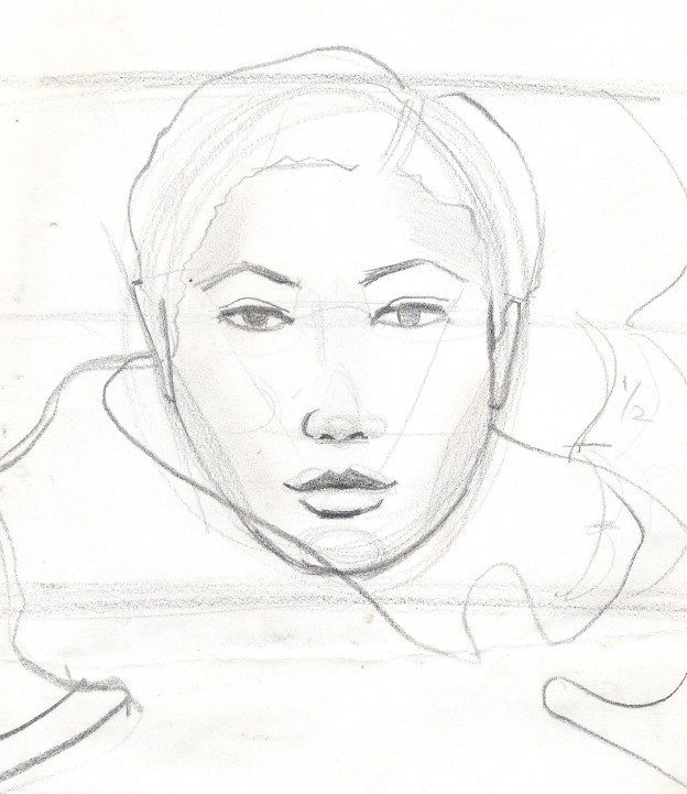 Laura Volpintesta fashion face sketch Pencil for fashion design and illustration