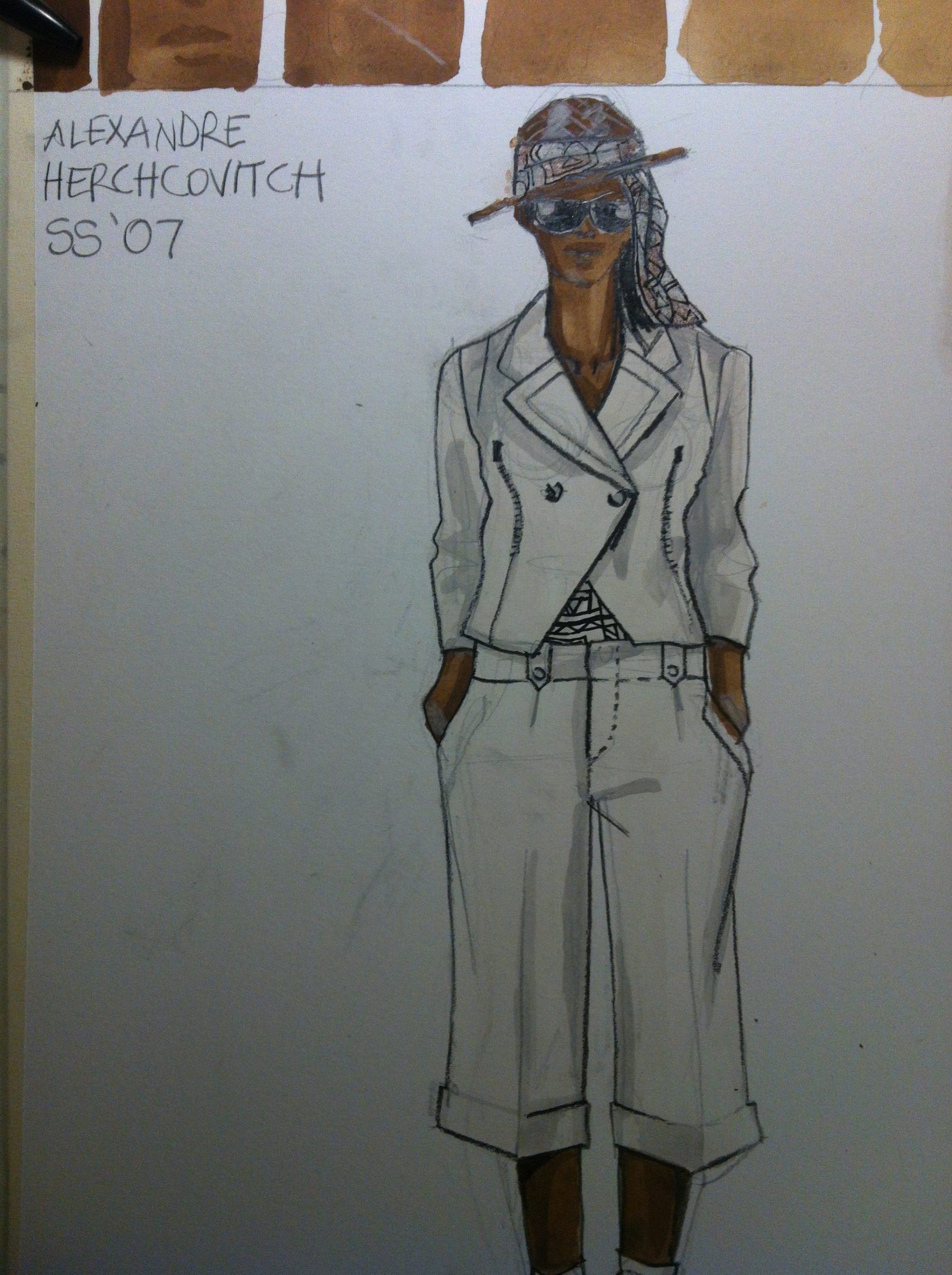 Laura Volpintesta Illustration of Alexandre Herchcovitch ensemble 