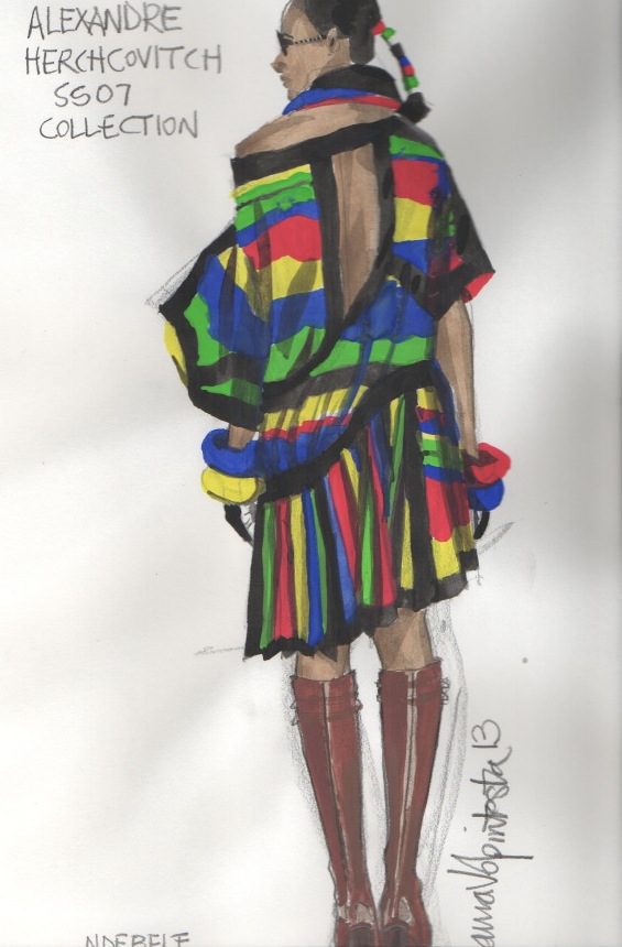 Alexandre Herchovitch Ndebele inspired collection illustrated by Laura Volpintesta