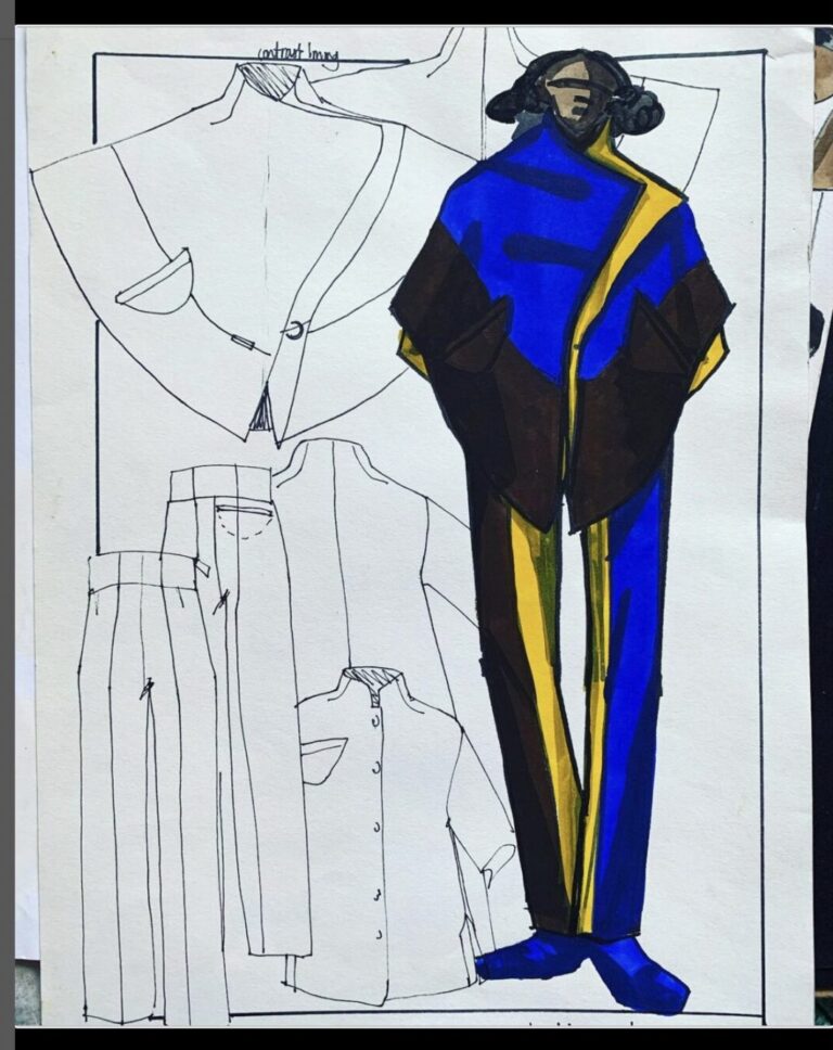 ndebele inspired laura volpintesta gouache fashion design illustration