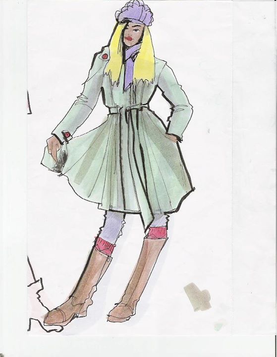 Laura Volpintesta, fashion design illustration from live model, markers- 
gouache or markers for fashiuon sketching?