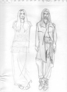 Pencil for Fashion Design and Illustration 2014 SPFW lookbook pencil sketch by Laura Volpintesta