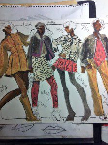 Brown Paper bag fashion sketching