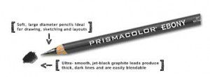 the Illustrious Prismacolor Ebony pencil (any brand of Ebony pencil is great. expressive, thick, soft, wide, dramatic!)