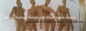 Fashion Figure Sketches using gouache by Laura Volpintesta in Model Drawing Magic online course