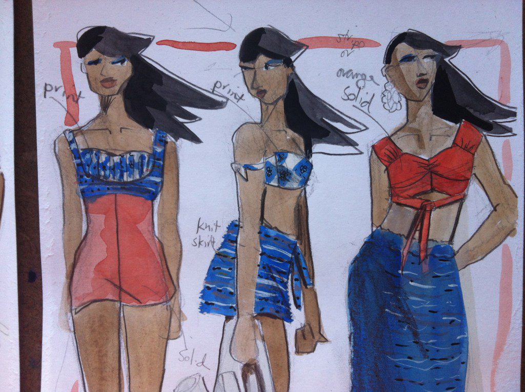 Fashion Sketches with Fabric Swatches, laura volpintesta Fashion illustration tribe.