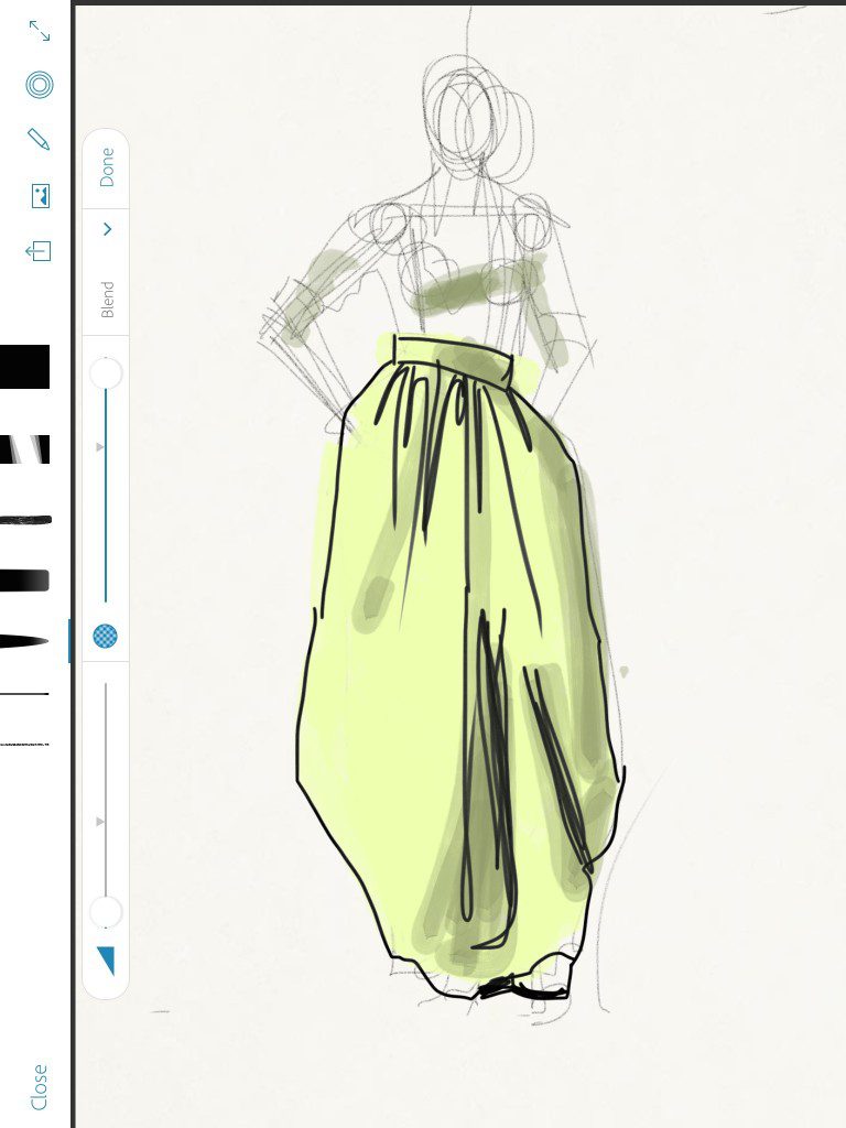  sketching African Print fashion skirt, Laura Volpintesta, FAshion Illustration, Stella Jean African Print Skirt
