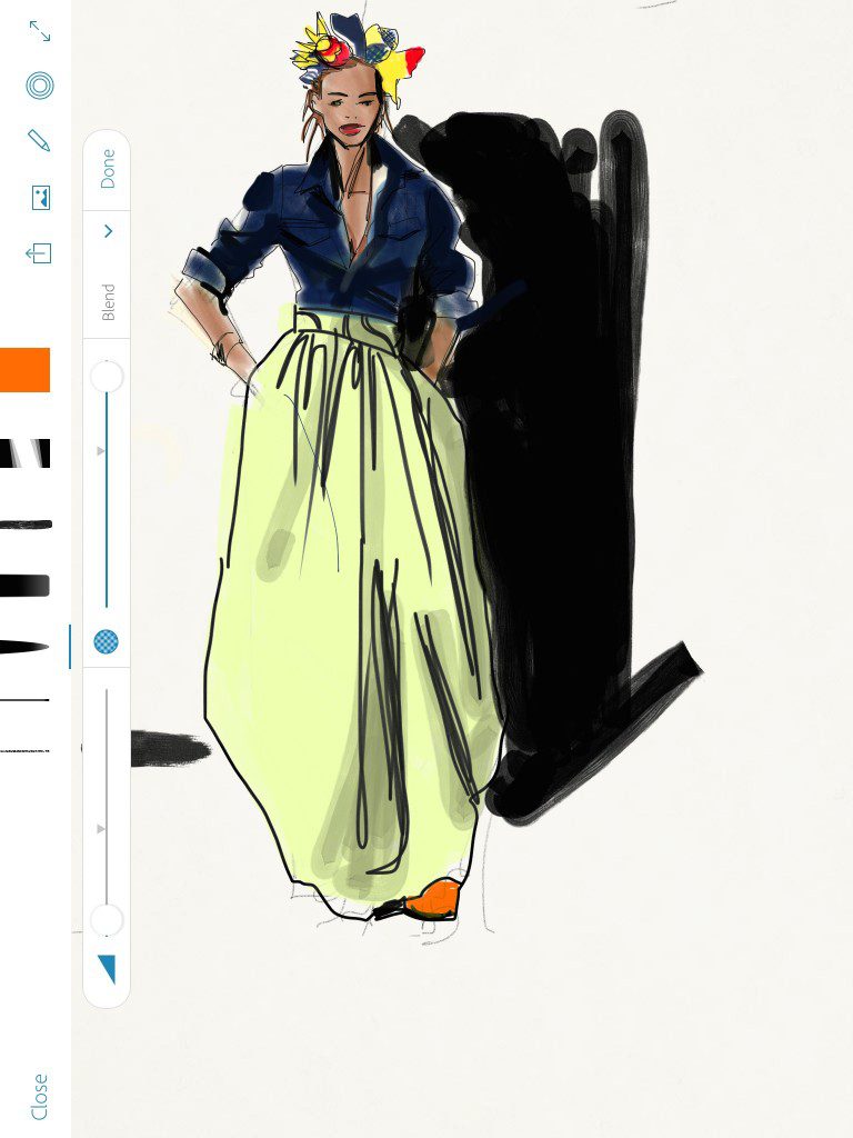 Sketching African Print Fashion skirt, Fashion Illustration tutorial, Laura Volpintesta, Fashion Illustration Tribe
