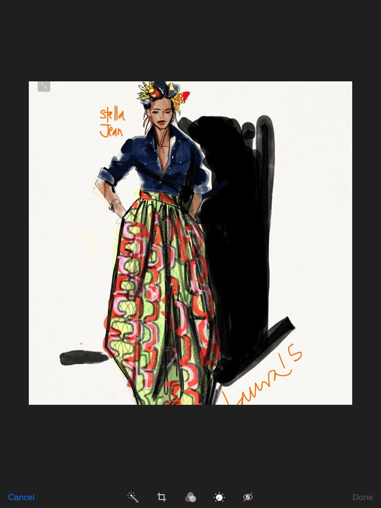 Laura Volpintesta, fashion illustrator, Stella Jean ensemble