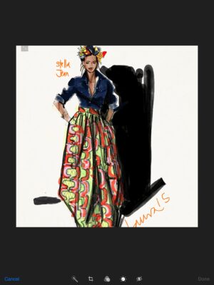 African print fashion illustration about Laura Volpintesta