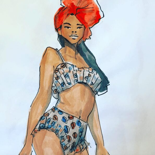 African Print Fashion Illustration by Laura Volpintesta designer unknown so far please let me know if you know the designer AFW