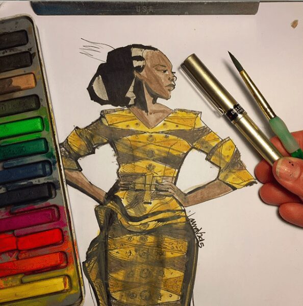 African print fashion illustration about Laura Volpintesta