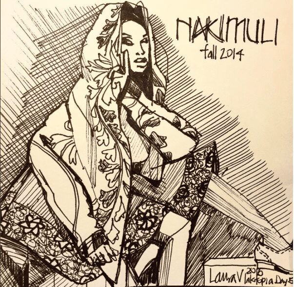 Laura Volpintesta, fashion illustrator, African Print Fashion, Design by Nakimuli Inc.