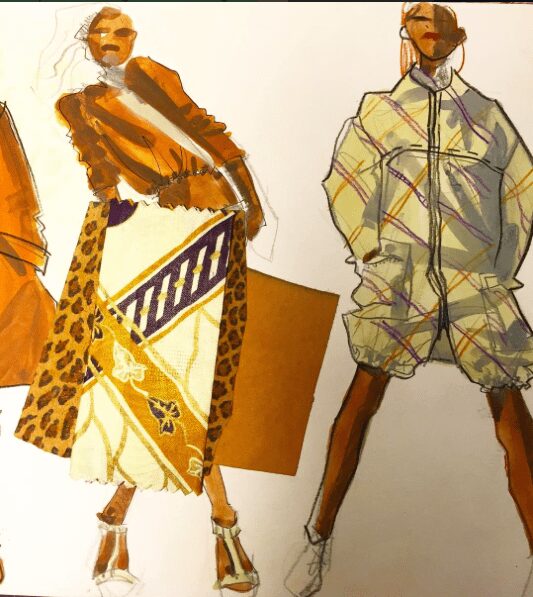 fabric and inspiration creative process for fashion design. How to choose fashion fabrics for your fashion design portfolio concepts by Laura Volpintesta
