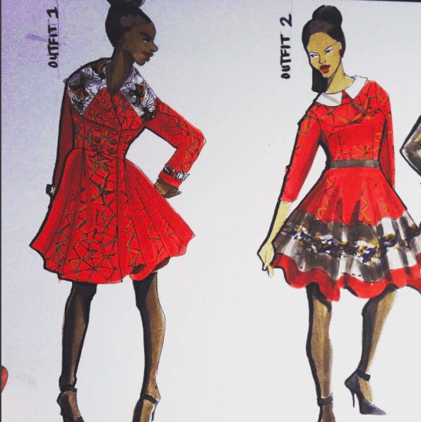 African Print Fashion Illustrations by Laura Volpintesta of dresses by Kaela Kaye