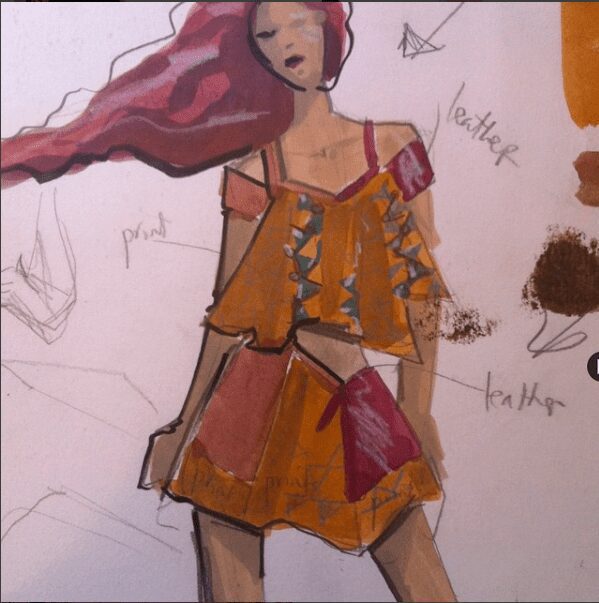 African Print fashion illustration using Vlisco fabrics. Design and illustration by Laura Volpintesta