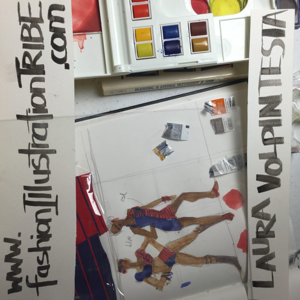 2016 gouache livestream FAshion Foundation Immersion Program online learn fashion design with Laura Volpintesta, fashion designer, illustrator