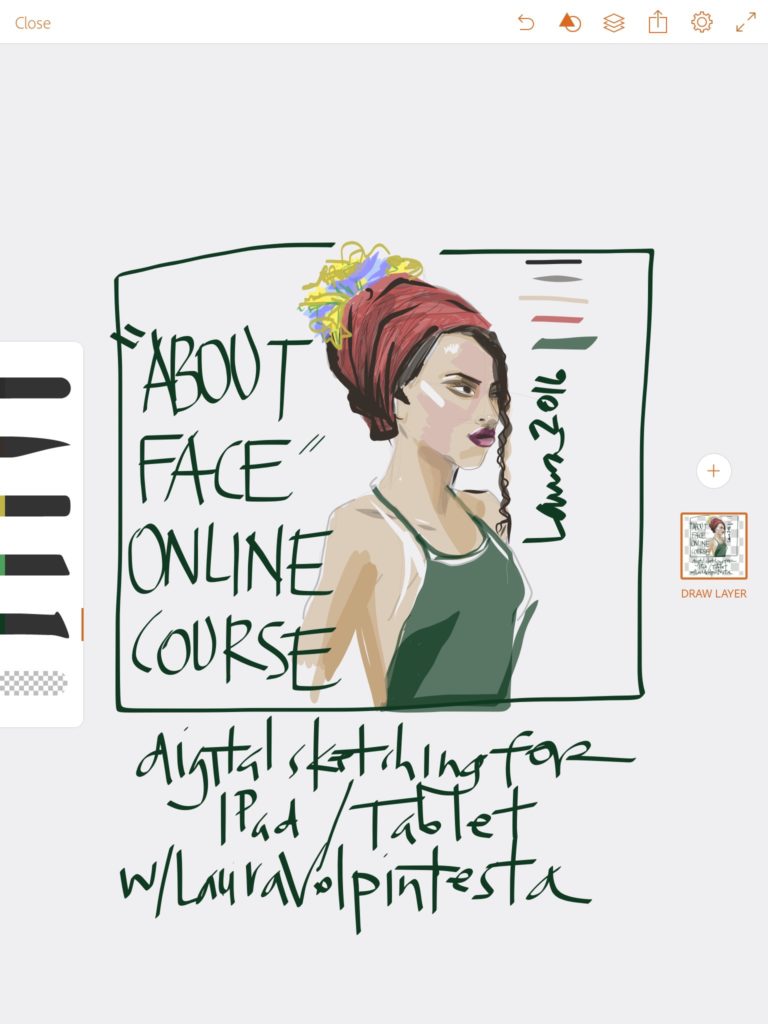 digital fashion art drawing on Adobe Illustrator Draw app for Fashion Laura Volpintesta