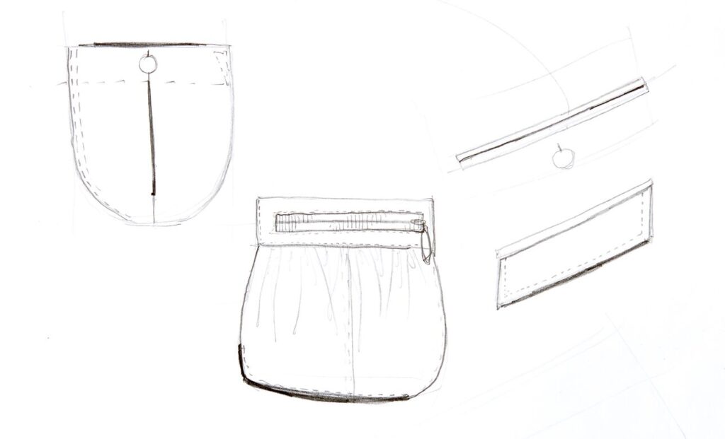 fashion designing with flats- sketching pockets