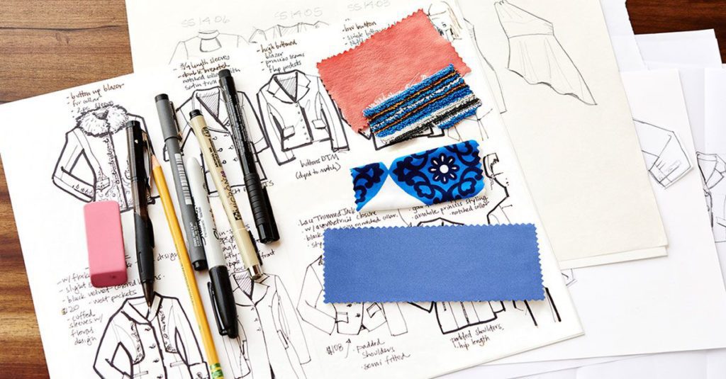 Fashion Designing with flats with Laura Volpintesta including fabric swatches and drawing tools