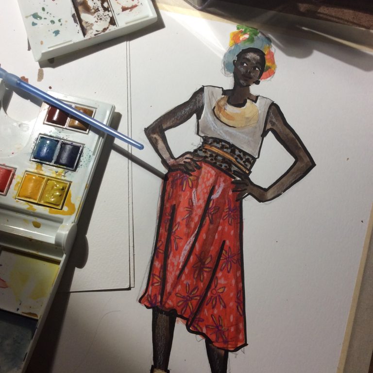 African print fashion illustration about Laura Volpintesta