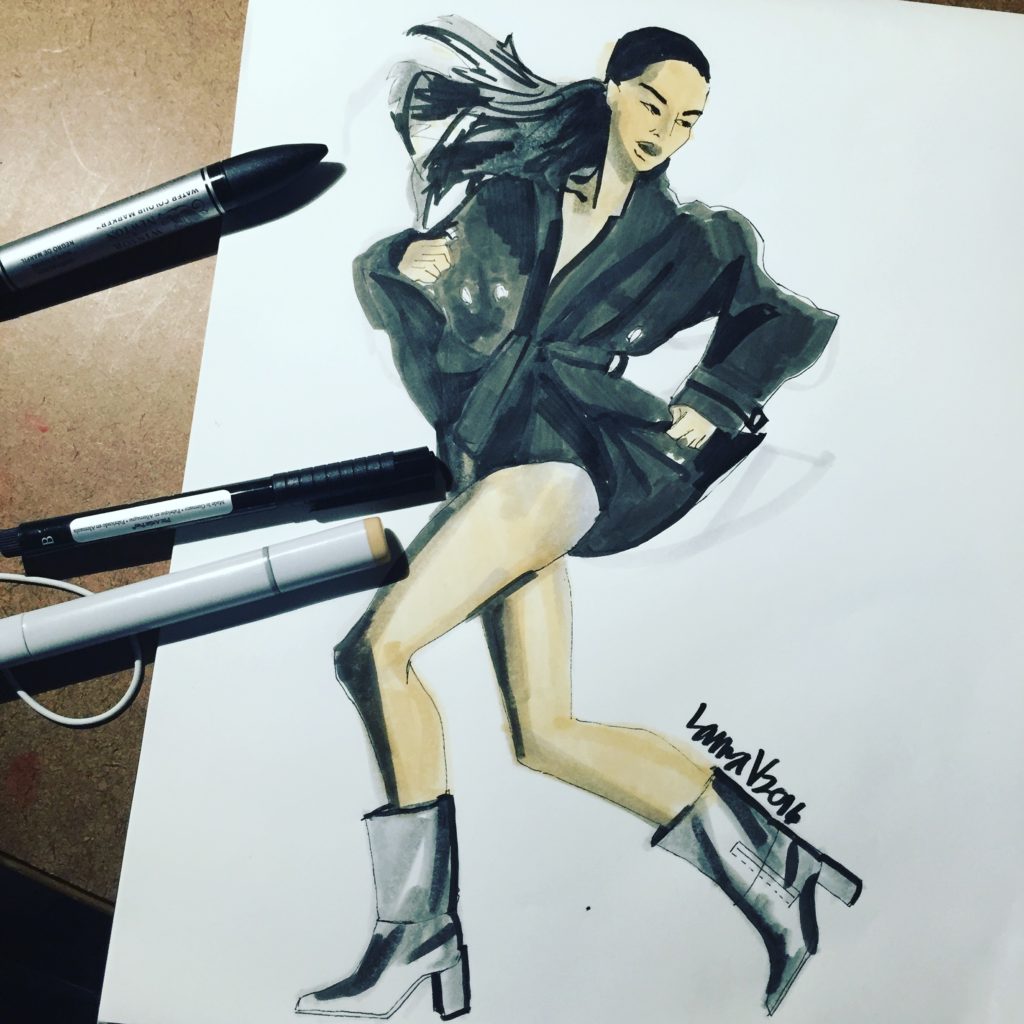 Stuart Weitzman boots, Fashion Illustration by Laura Volpintesta, Fashion illustrator