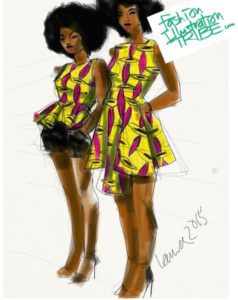 African Print Fashion Sketching by Laura volpintesta