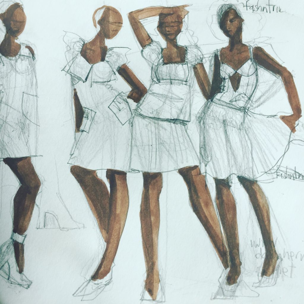 collection Fashion Model Drawing Class skintone gouache