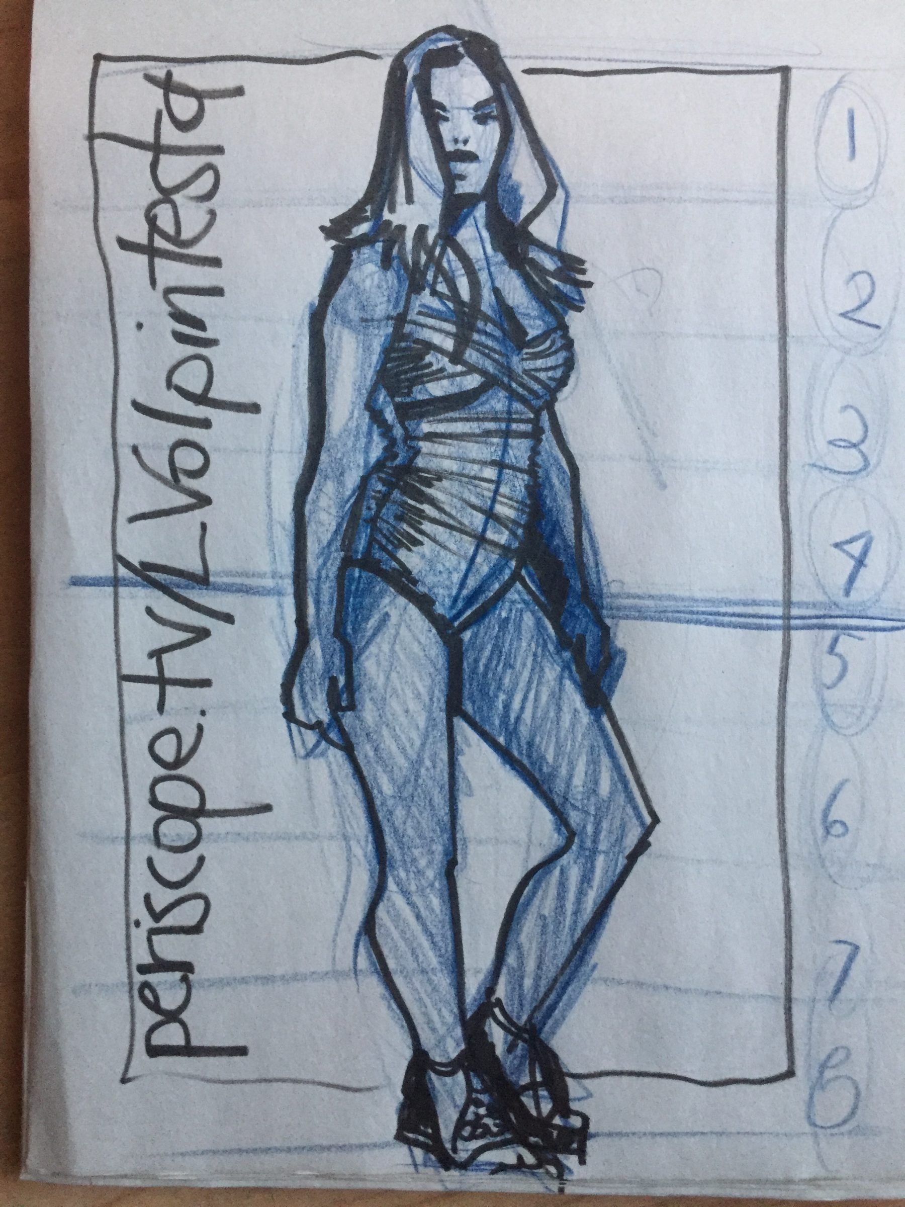 plus size fashion model drawing, proportion practice, Laura Volpintesta 