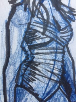 Plus size fashion model drawing shirring swimsuit