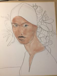 Watercolor Portrait for fashion by Laura Volpintesta