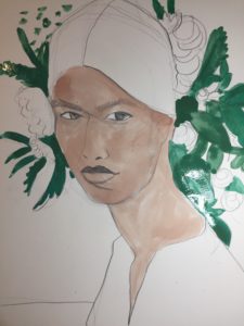 watercolor fashion portrait by Laura Volpintesta
