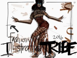 Tayasui Sketches App Fashion Illustration of Naomi Campbell on Vogue Brasil by Laura Volpintesta, fashion illustrator