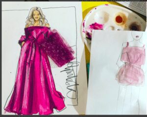 eveningwear fashion illustration and design online course with Laura volpintesta