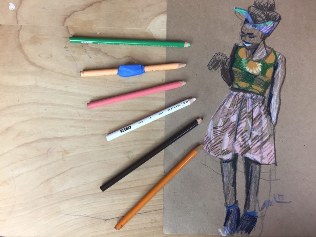 Colored Pencil fashion illustration