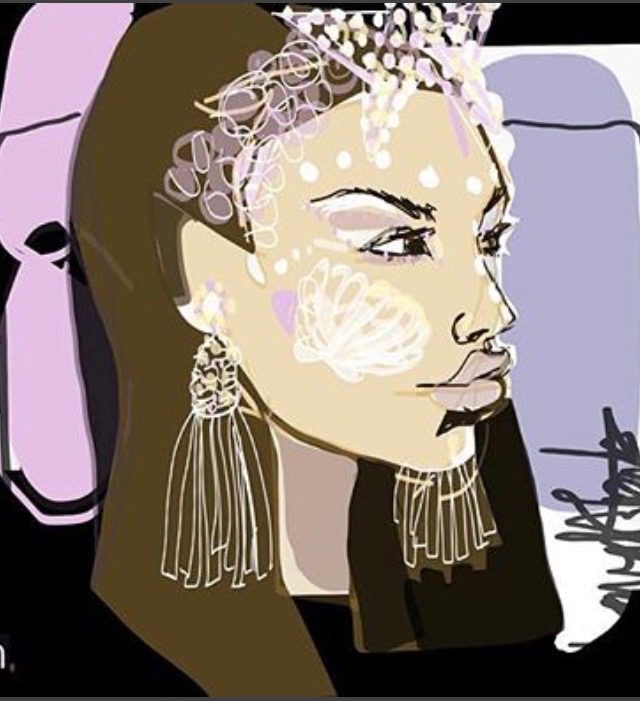 digital drawing, tassels, beads, carnaval tiaras, drawing faces, ipad apps, fashion illustration