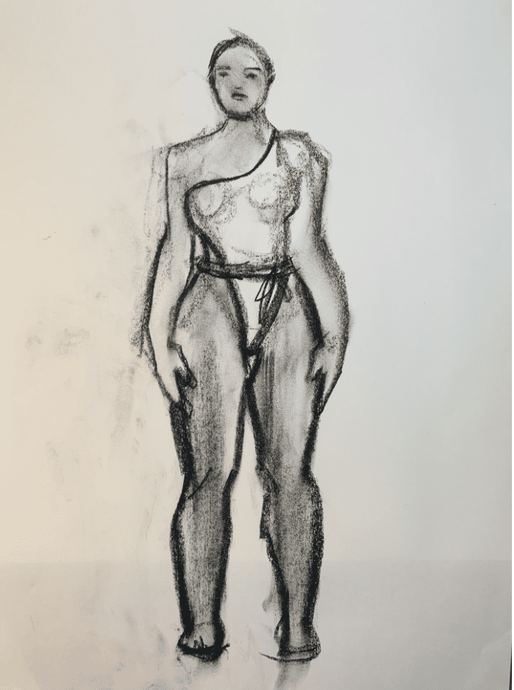 All size Fashion Figure Drawing intensive bootcamp with author Laura Volpintesta. Charcoal sketch