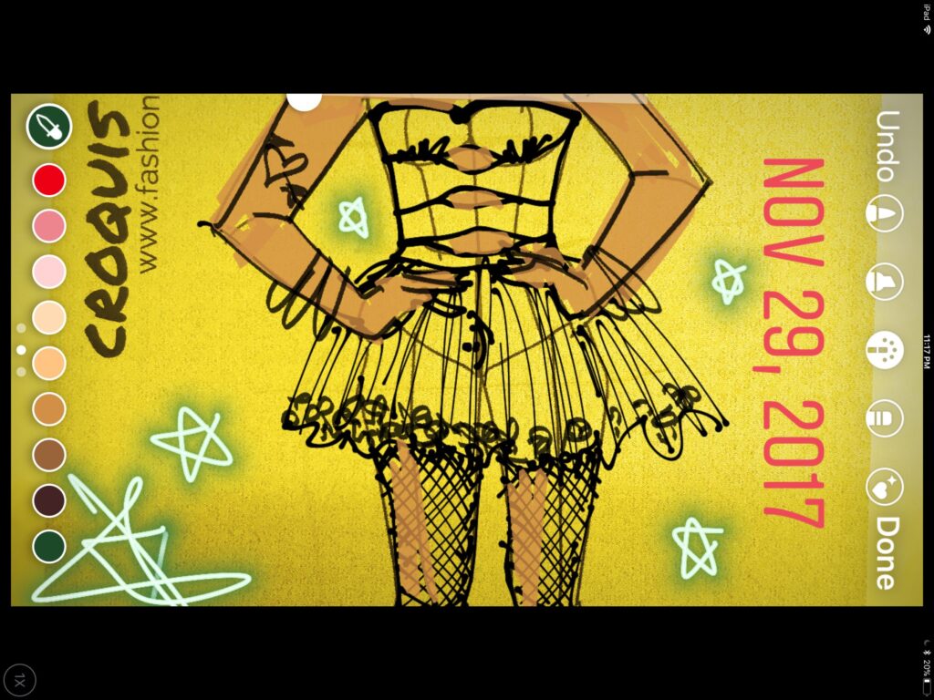 Eveningwear Fashion Illustration in Instagram stories by Laura Volpintesta