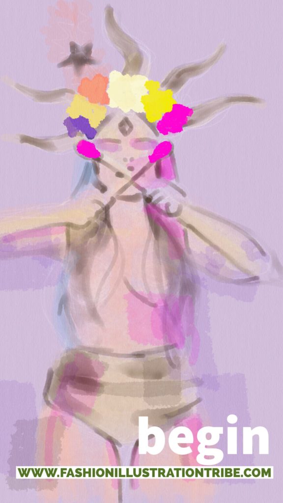 Digital goddess art on Tayasui Sketches app