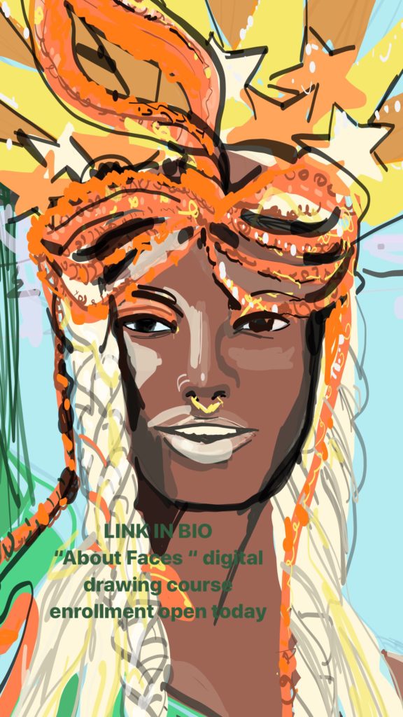 Fashion Illustration of Carnaval 2018 Rio on Adobe Illustrator Draw app by Laura Volpintesta