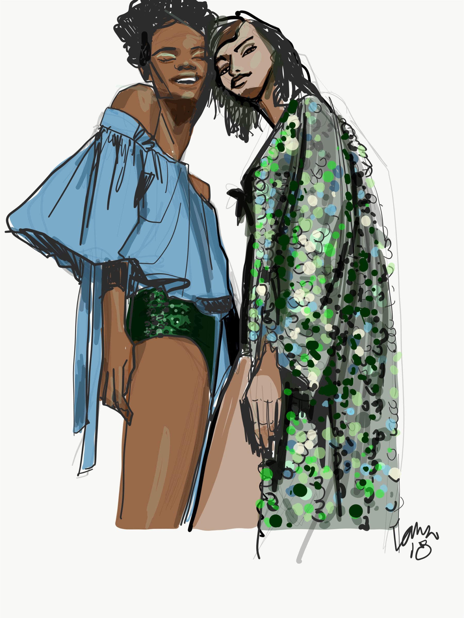sequins in digital fashion desgin illustration by Laura VOlpintesta 