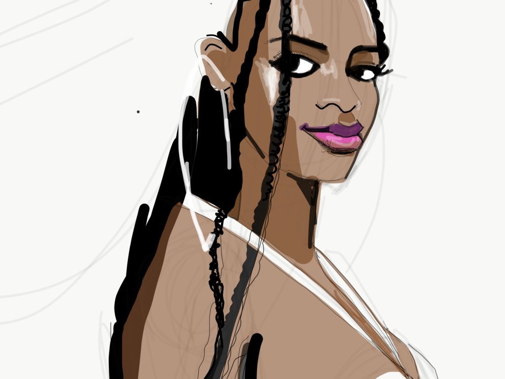 ABOUT FACES ONLIN E COURSE FOR DIGITAL DRAWING ashion illustrator, Laura volpintesta, Iza brazilian singer