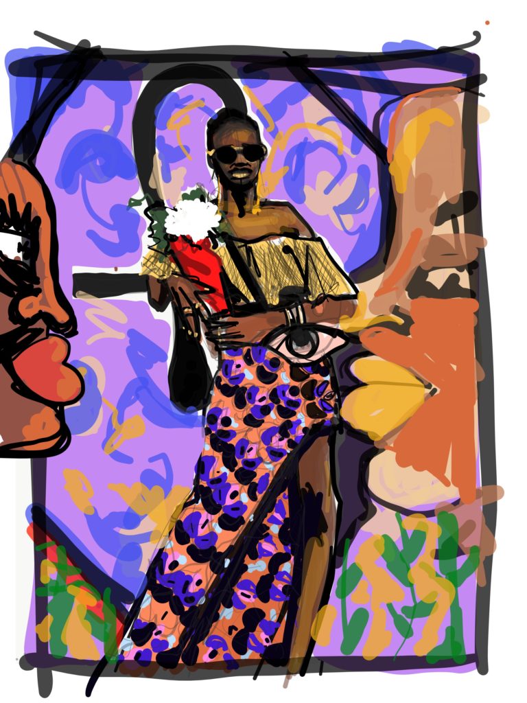 African print fashion illustration about Laura Volpintesta