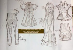 fashion design drawing- sketching knits as flats, Laura Volpintesta