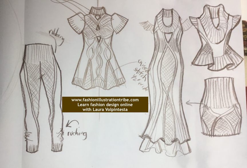 designing sweaters and sketching knits for fashion design by laura Volpintesta