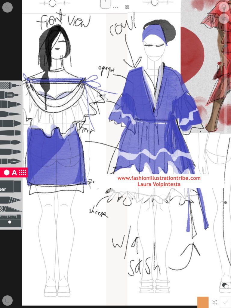 digital fashion sketchbooks by Laura Volpintesta